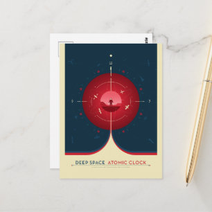 Sci-Fi Ad, Red Atomic Clock, Deep Space Postcard