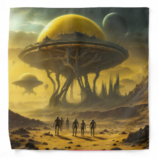 Sci-Fi Alien World View Planet Ufo Tower Bandana