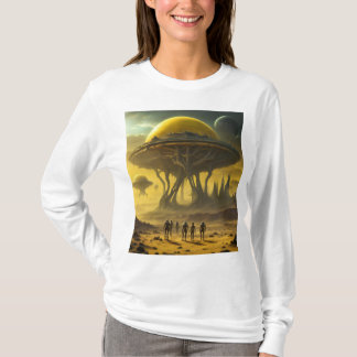 Sci-Fi Alien World View Planet Ufo Tower T-Shirt