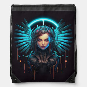 Sci-Fi Angel Girl Drawstring Bag