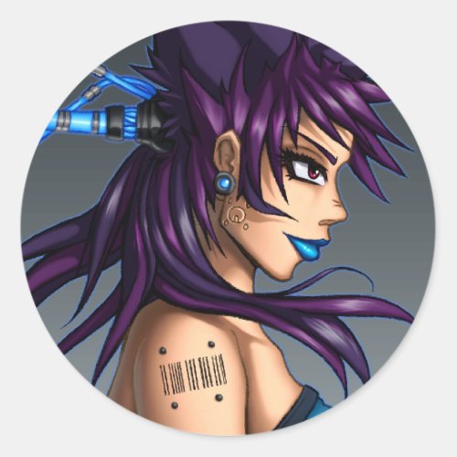 Sci_Fi Anime Girl Classic Round Sticker