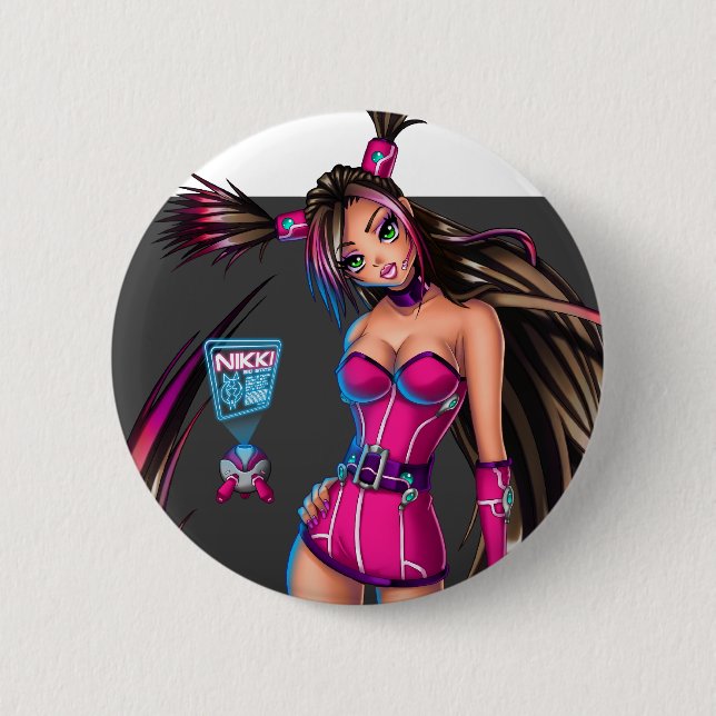 Sci Fi Anime Girl Nikki Pinback Button (Front)