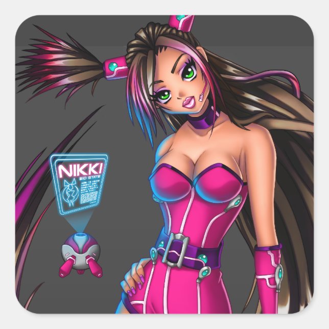 Sci Fi Anime Girl Nikki Square Sticker (Front)
