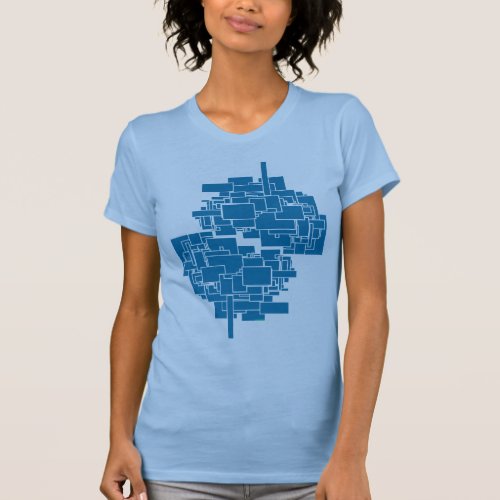 Sci Fi Art Digital City Blue Squares Abstract Maze T_Shirt