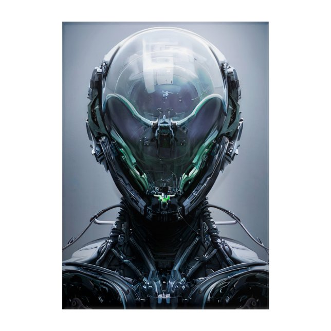 Sci fi Assassin Cyberpunk Hunter Droid Acrylic Print (Front)