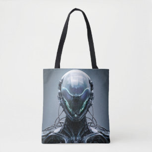 Sci fi Assassin Cyberpunk Hunter Droid Tote Bag