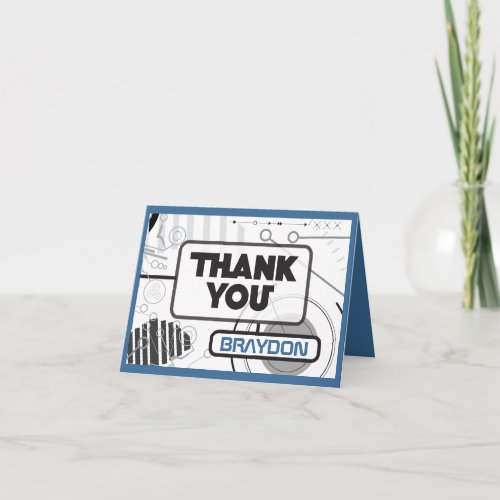 SCI_FI Bar Mitzvah Folded Thank You Card