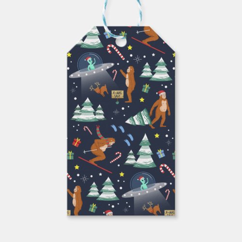 Sci_Fi Christmas  Big Foot Aliens  Reindeer Gift Tags