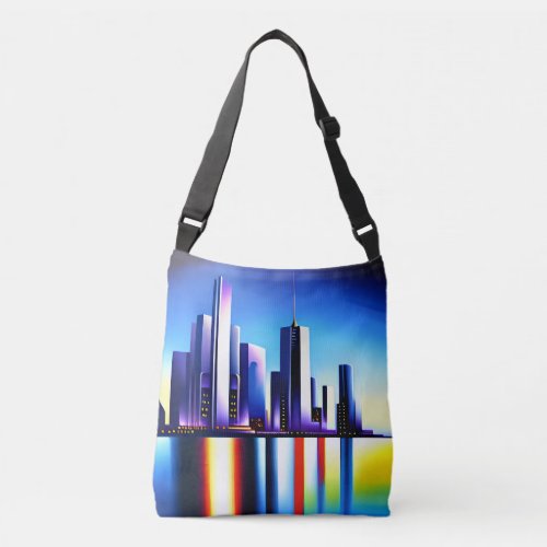 Sci_Fi City Skyline Cross_Body Tote Bag