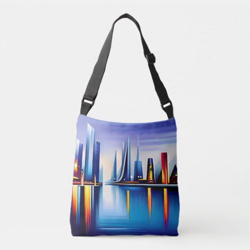 Sci_Fi City Skyline Cross_Body Tote Bag