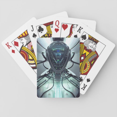 Sci_Fi Cyber Droid Fighter Pilot Poker Cards