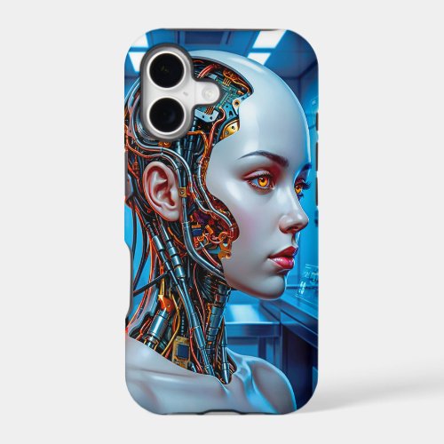 Sci Fi Cybernetics Android Cool Blue Tech iPhone 17 Case