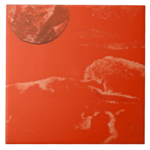 Sci-Fi dying sun in low orbit around hot world Ceramic Tile