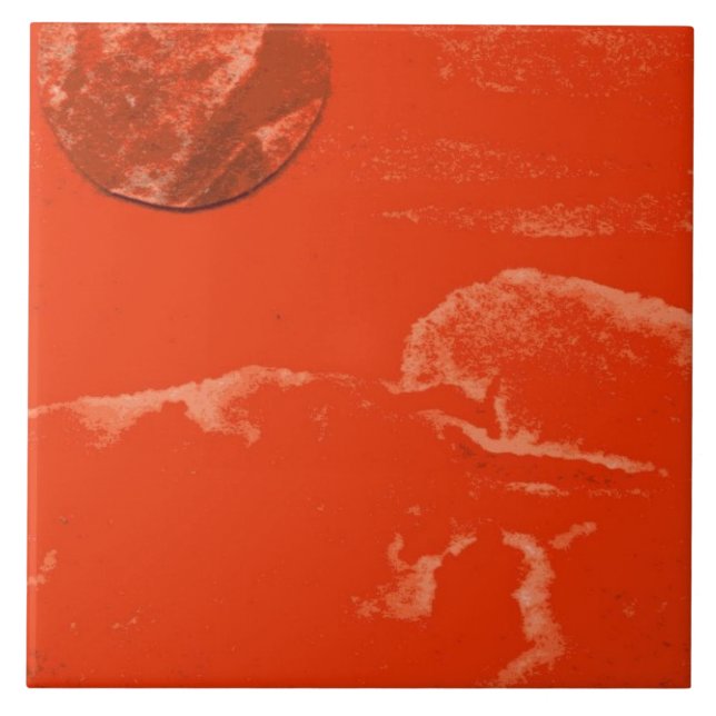 Sci-Fi dying sun in low orbit around hot world Ceramic Tile (Front)