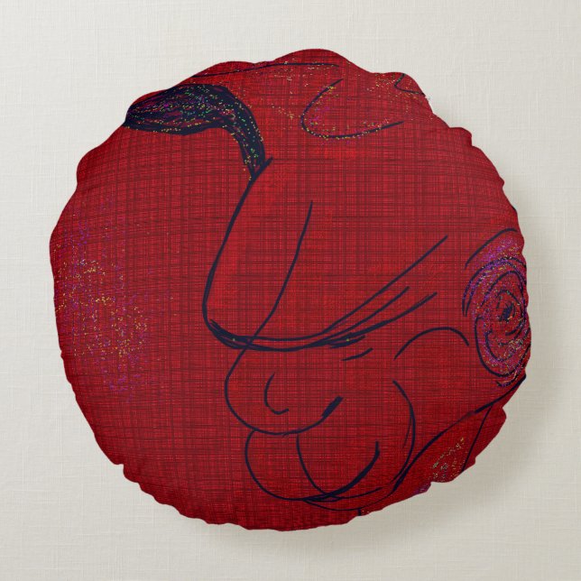 Sci-fi Fantasy Hunting Dog  Round Pillow (Back)