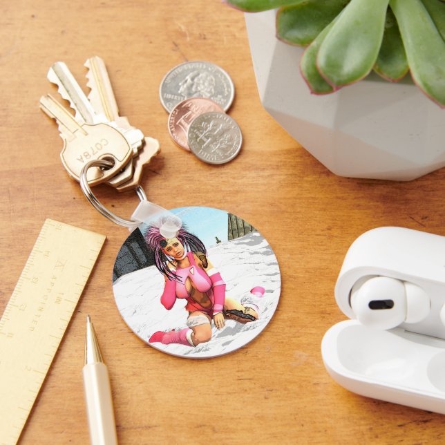 Sci Fi Female Cyborg Keychain (Desk)