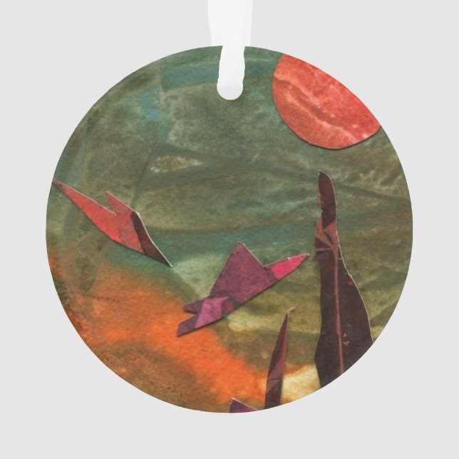 Sci-Fi "Fire Birds" alien life forms flying Ornament (Back)
