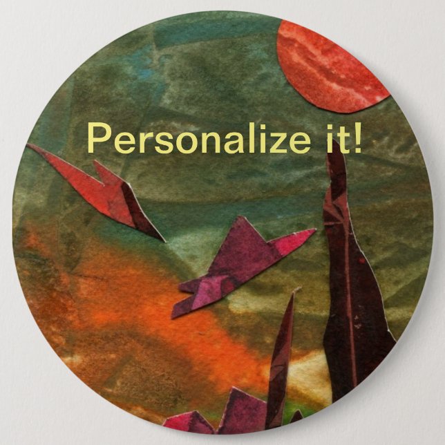 Sci-Fi "Fire Birds" alien life forms in flight Button (Front)