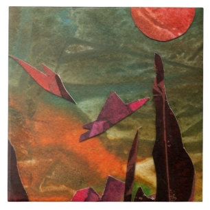 Sci-Fi "Fire Birds" alien life forms in flight Ceramic Tile