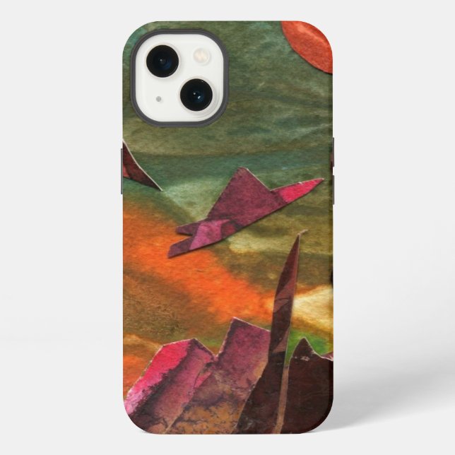 Sci-Fi "Fire Birds" alien life forms in flight Iphone Case (Back)