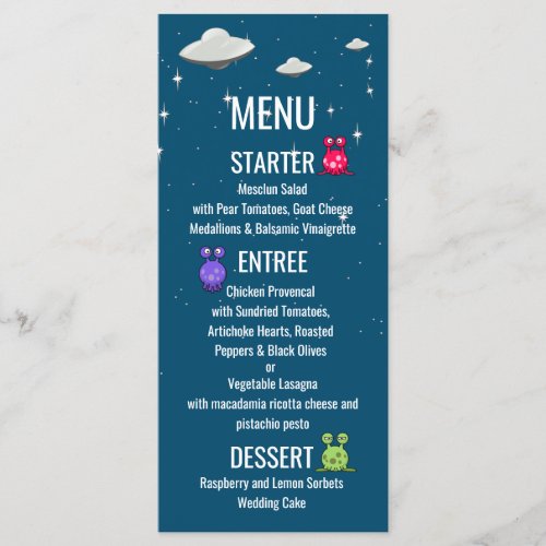 Sci Fi Flying Saucer Menu