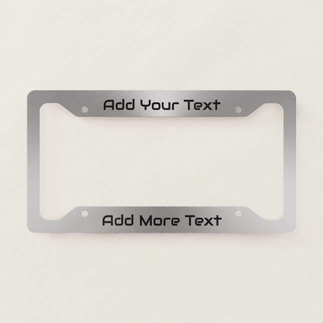 Sci Fi Font Silver and Black Text Template License Plate Frame (Front)
