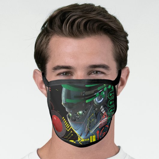 Sci-Fi Futuristic Robot Technology Face Mask (Worn Him)