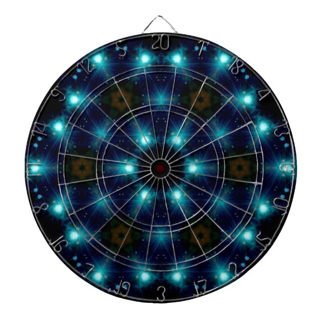 Sci-Fi Galaxy Blue Light abstract art 3 Dart Board (Front)