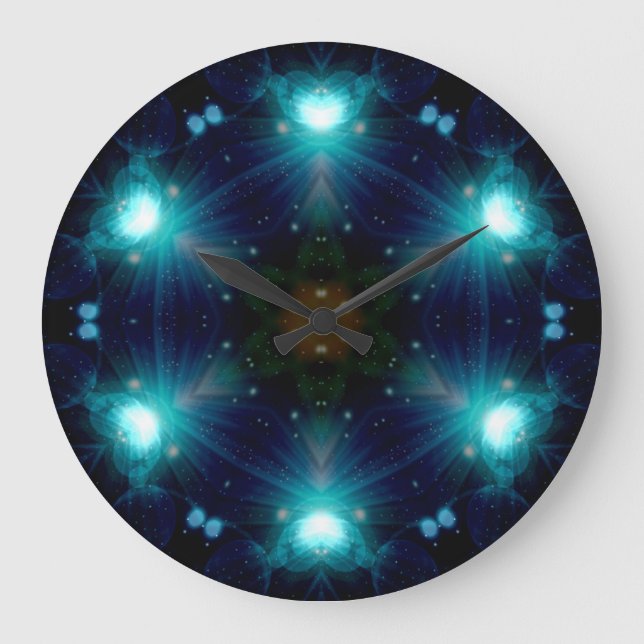 Sci-Fi Galaxy Blue Light abstract art 3 Large Clock (Front)