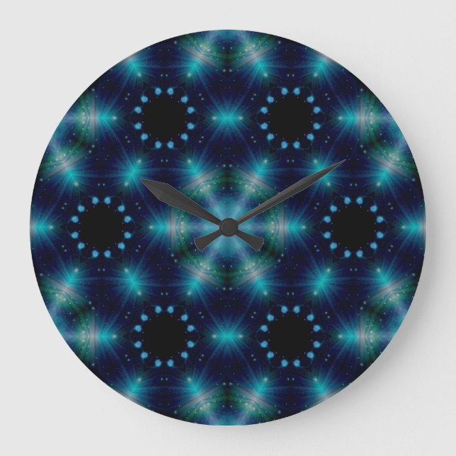 Sci-Fi Galaxy Blue Light abstract art 6 Large Clock (Front)