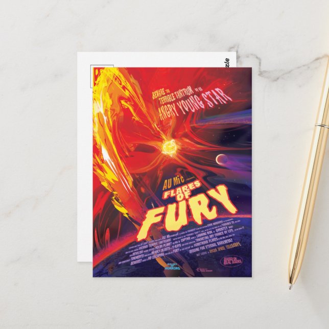 Sci-Fi Horror Movie Ad, Flares Of Fury Postcard (Front/Back In Situ)