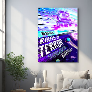 Sci-Fi Horror Movie Ad, Rains Of Terror Metal Print