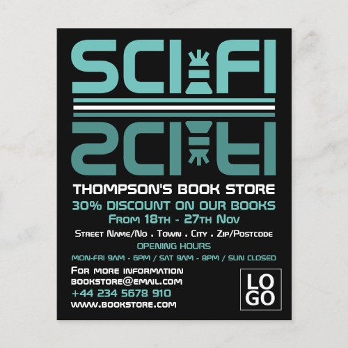 Sci_Fi Logo Book Store Advertising Flyer