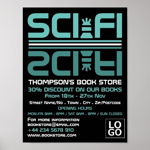 Sci_Fi Logo Book Store Advertising Poster