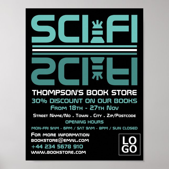 Sci-Fi Logo, Book Store Advertising Poster (Front)