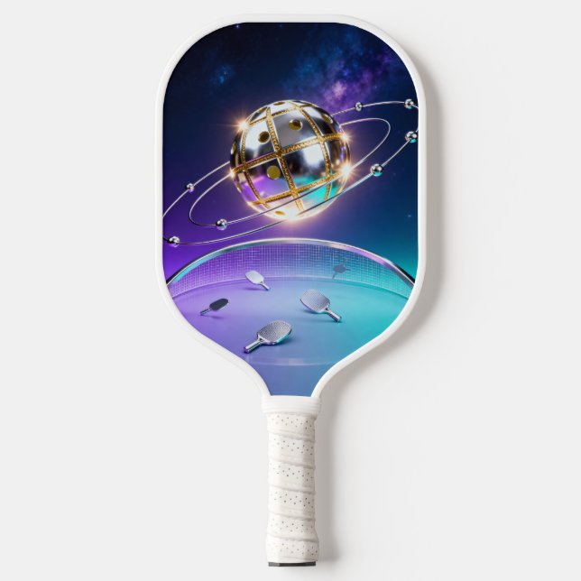 Sci-Fi Metallic Pickleball Orbital Core – Galaxy O Pickleball Paddle (Front)