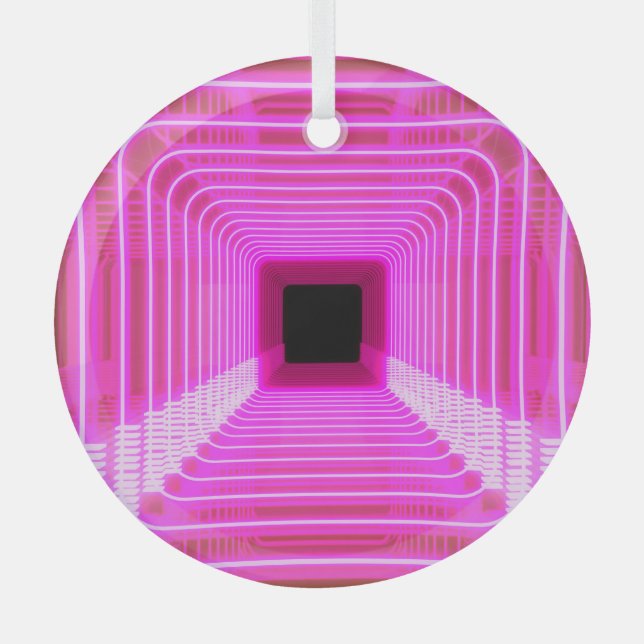 Sci-Fi Retro 3D: Pop Art Illustration Glass Ornament (Front)