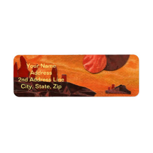 "Sci-Fi "Sea of Fire" double suns, lava seas Label