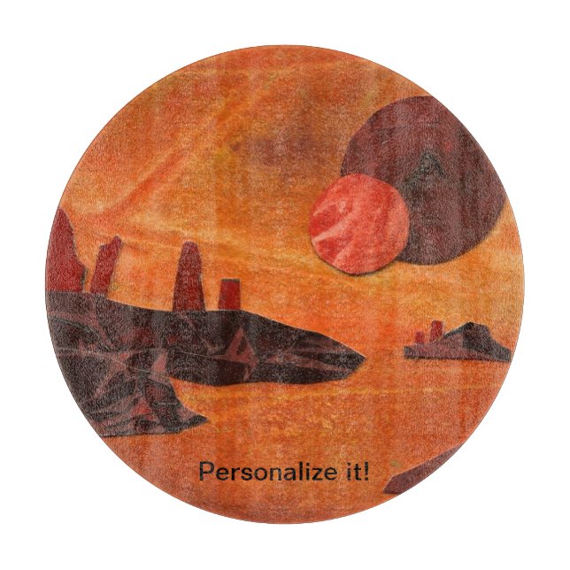 Sci-Fi "Seas of Fire" double suns, lava seas world Cutting Board (Front)