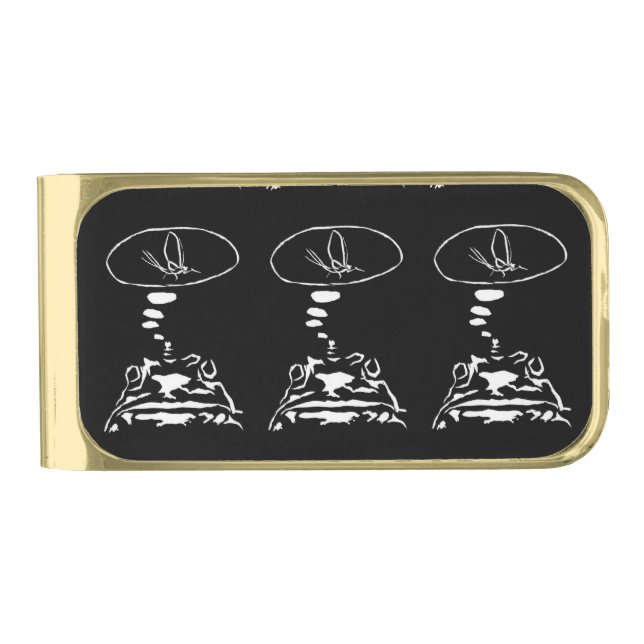 Sci-Fi smart animals "Hungry Frog Dreams"          Gold Finish Money Clip (Front)