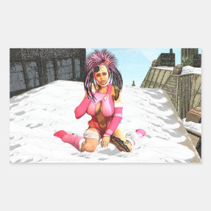 Sci Fi Snow Punk Rectangular Sticker