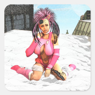 Sci Fi Snow Punk Square Sticker