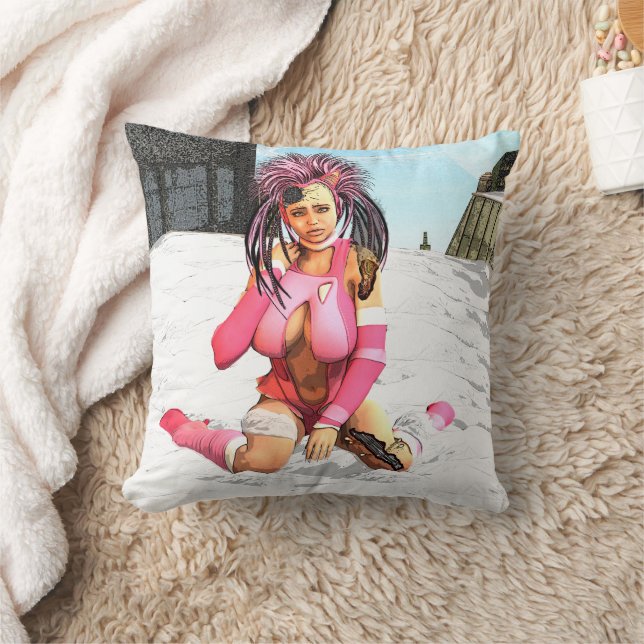Sci Fi Snow Punk Throw Pillow (Blanket)