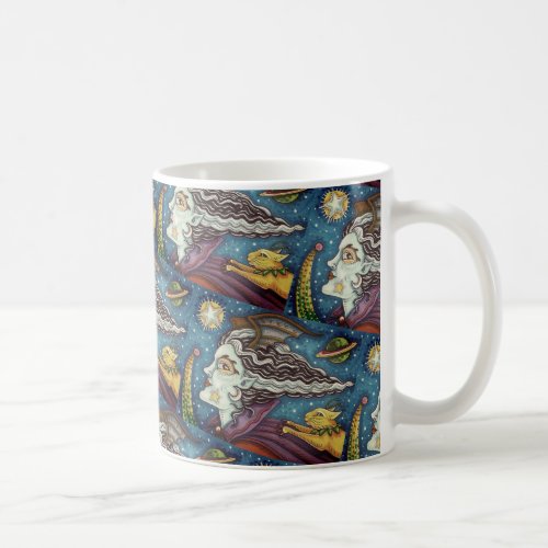 SCI FI SPACE WITCH  COMET CAT COLORFUL HALLOWEEN COFFEE MUG