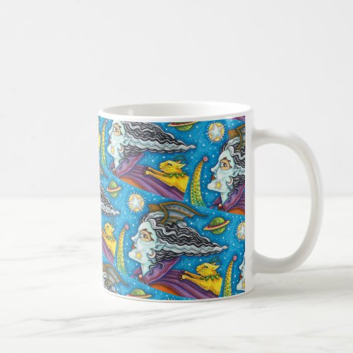 SCI FI SPACE WITCH  COMET CAT COLORFUL HALLOWEEN COFFEE MUG