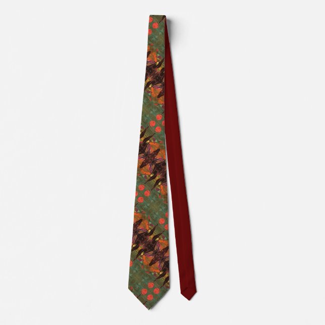 Sci-fi tiled "Fire Birds" alien life in flight Neck Tie (Front)