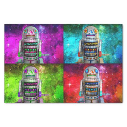 Sci fi toy robot red purple blue green galaxy  tissue paper