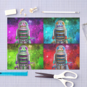 Sci fi toy robot red purple blue green galaxy tissue paper