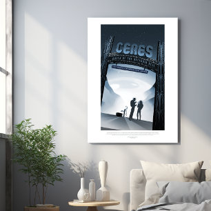 Sci-Fi Travel Ad, Dwarf Planet Ceres Foam Core Photo Tile