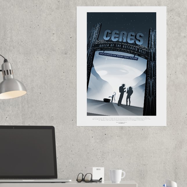 Sci-Fi Travel Ad, Dwarf Planet Ceres Foil Prints (In Situ (Desk 2))